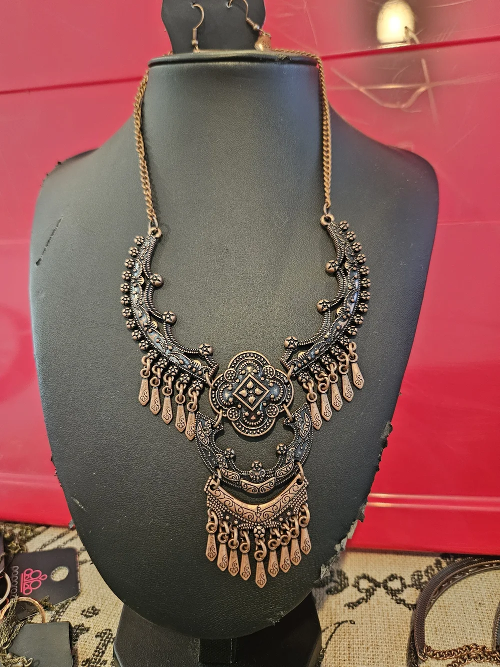 Bohemian Statement Necklace in Antique Copper